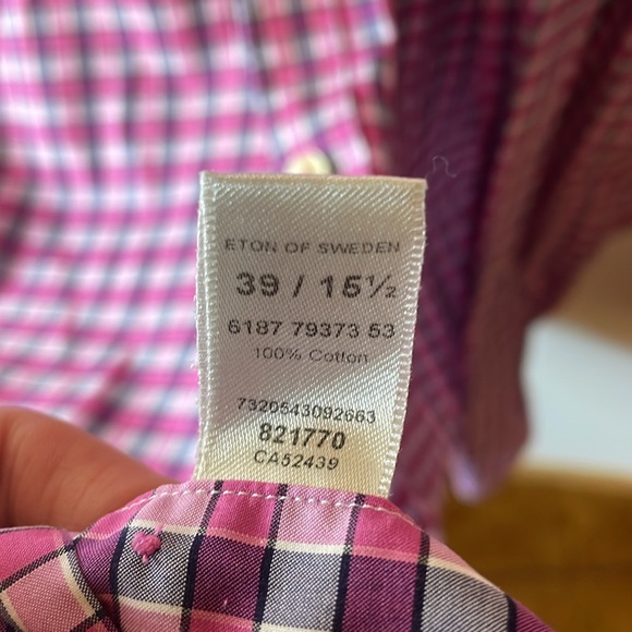 Pink / grey checkered Eton dress shirt. - Picture 4 of 5